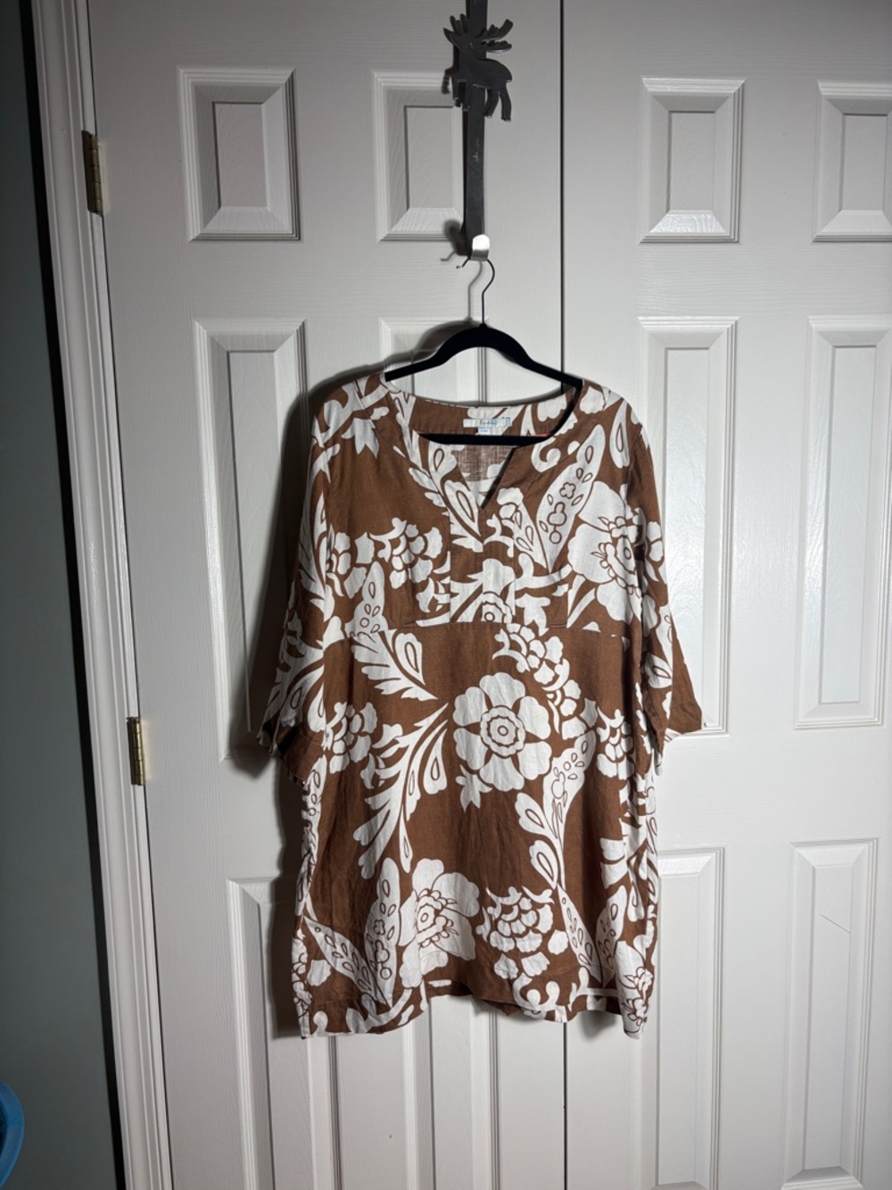 Boden Brown and White Floral Midi Tunic Dress
